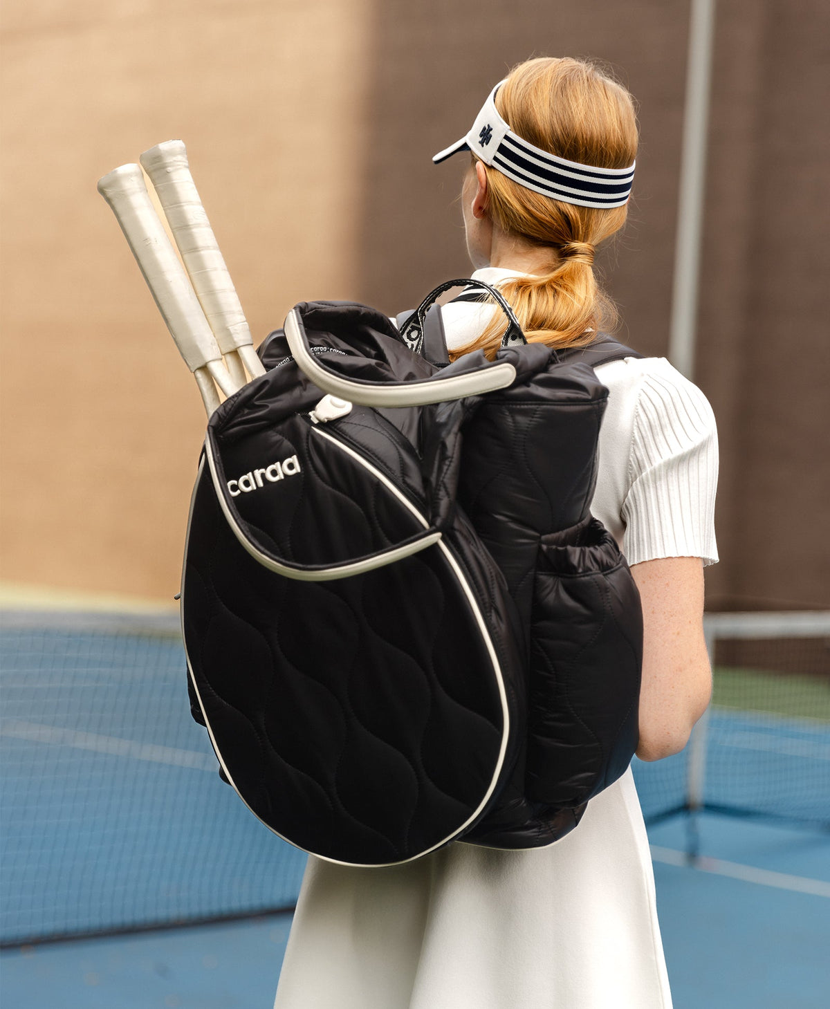 Caraa Tennis Backpack Tote worn as a backpack