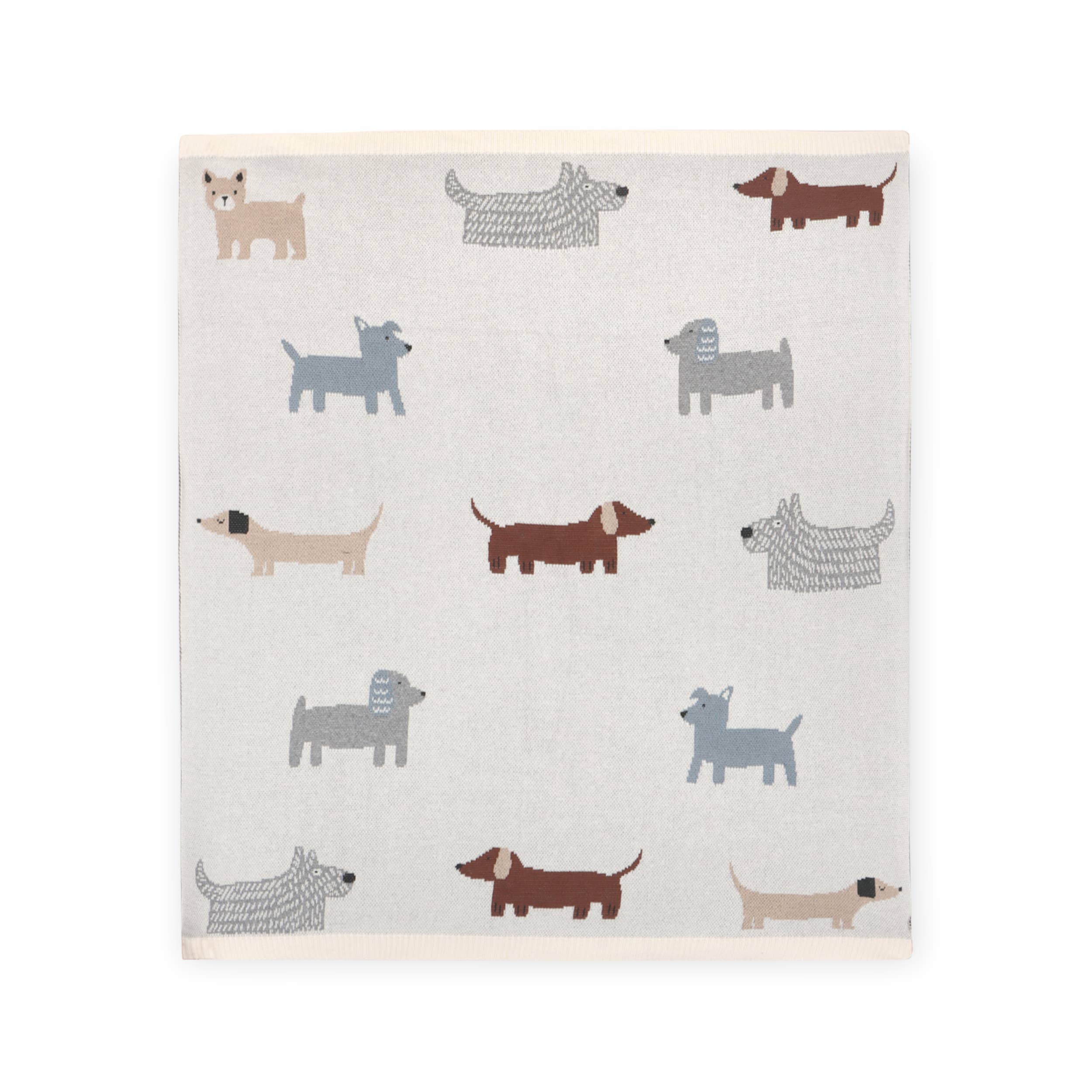Buddy Dog - Organic Jacquard Sweater Knit Baby Blanket: Natural