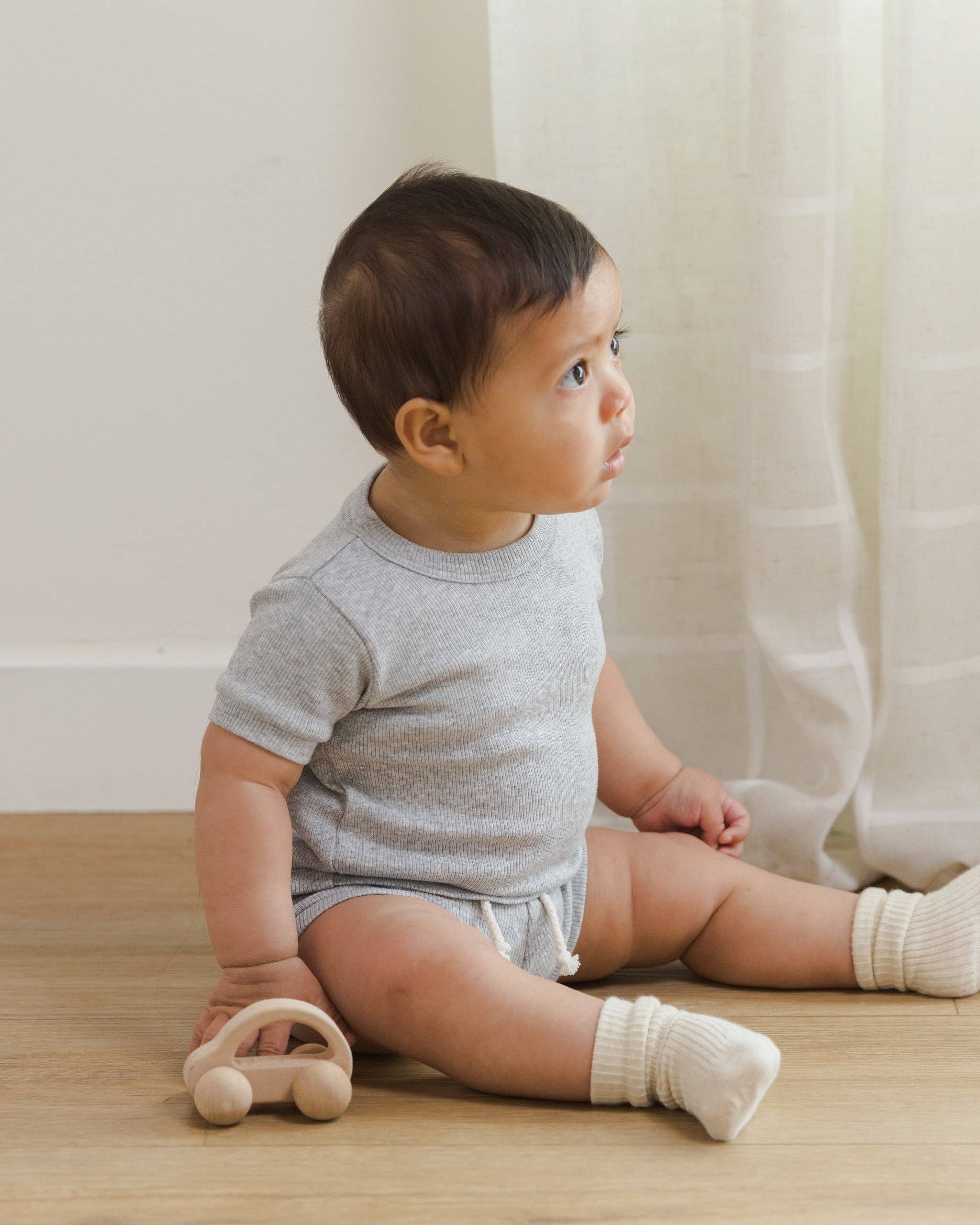 Melange Socks Oatmeal, Rose: 12-24M