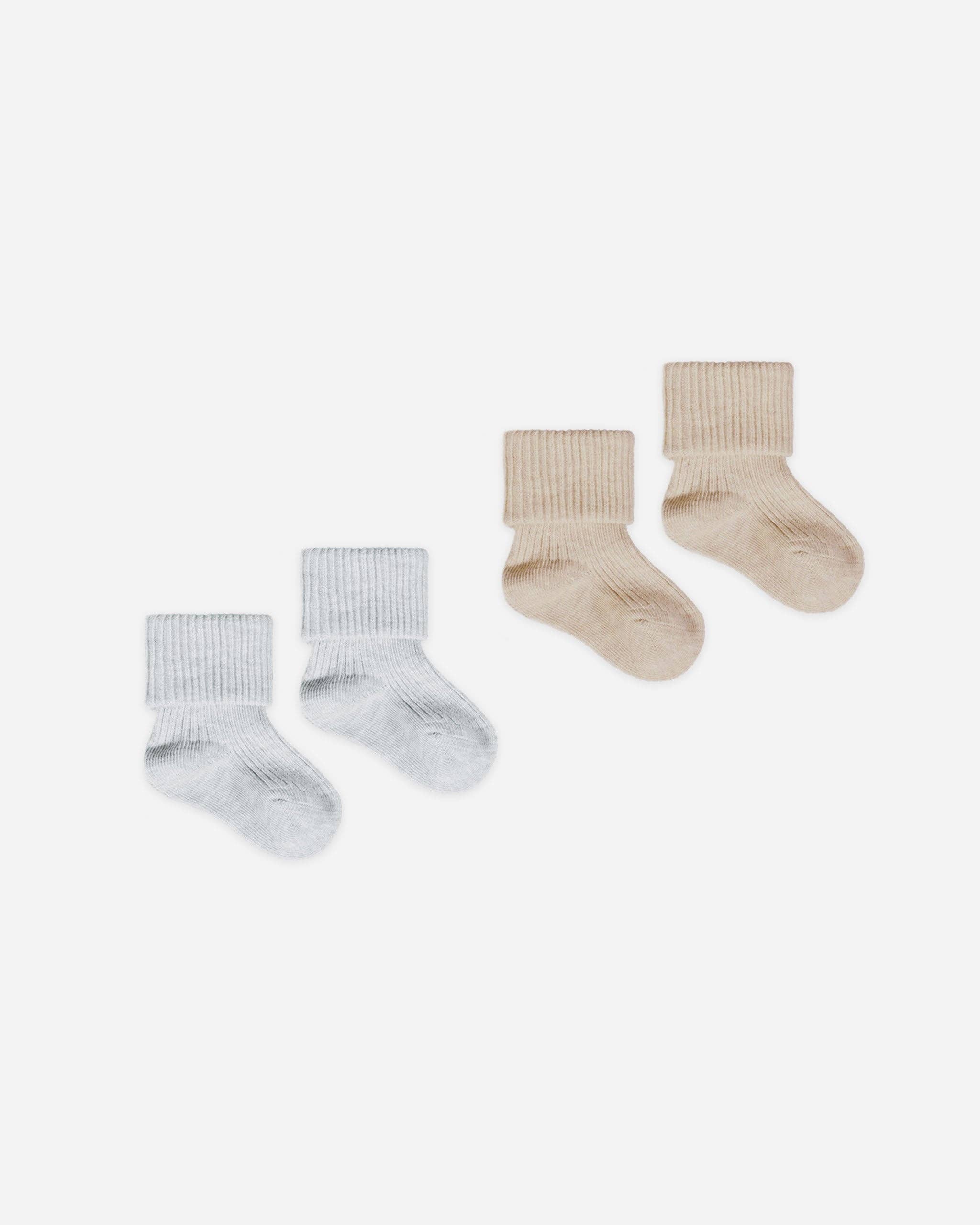 Melange Socks -Taupe/Blue