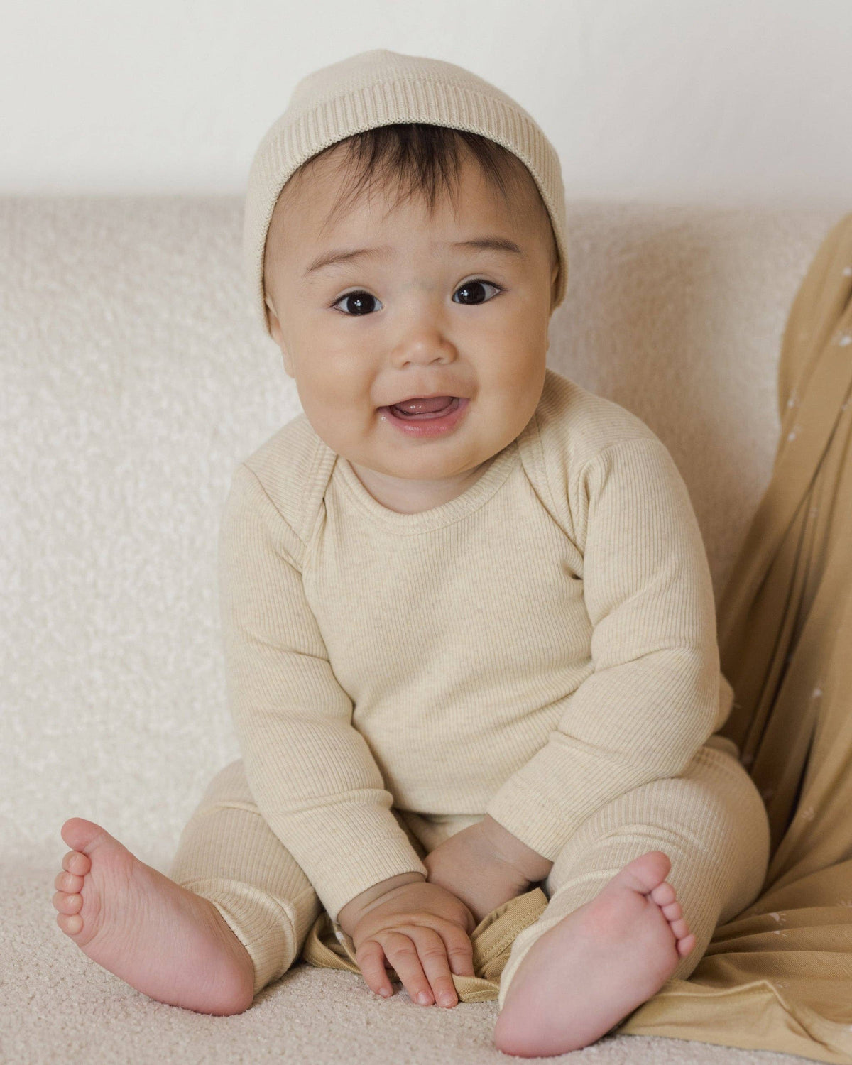 Baby Beanie - Heathered Natural