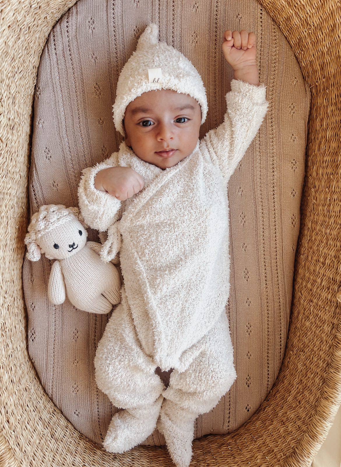 Cozy Teddy Kimono Set, Cream