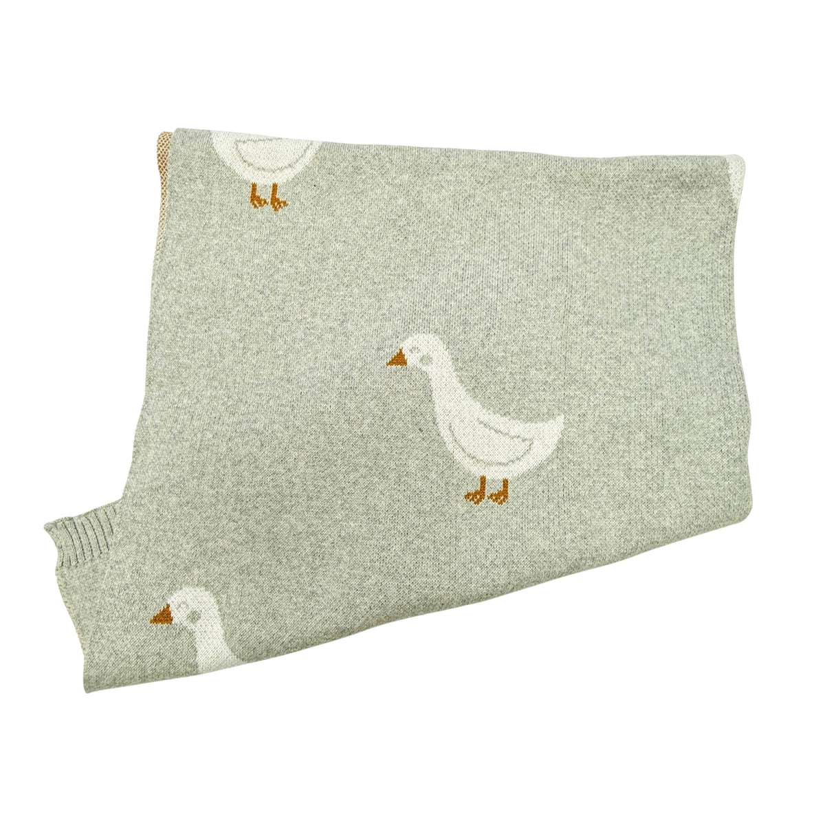Duck Waddle Knit Blanket, Vanilla Gray