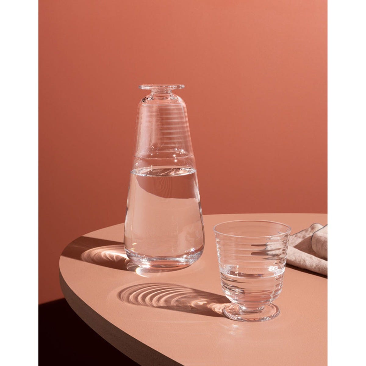 Orrefors Viva Carafe with Small Glass, at the bedside