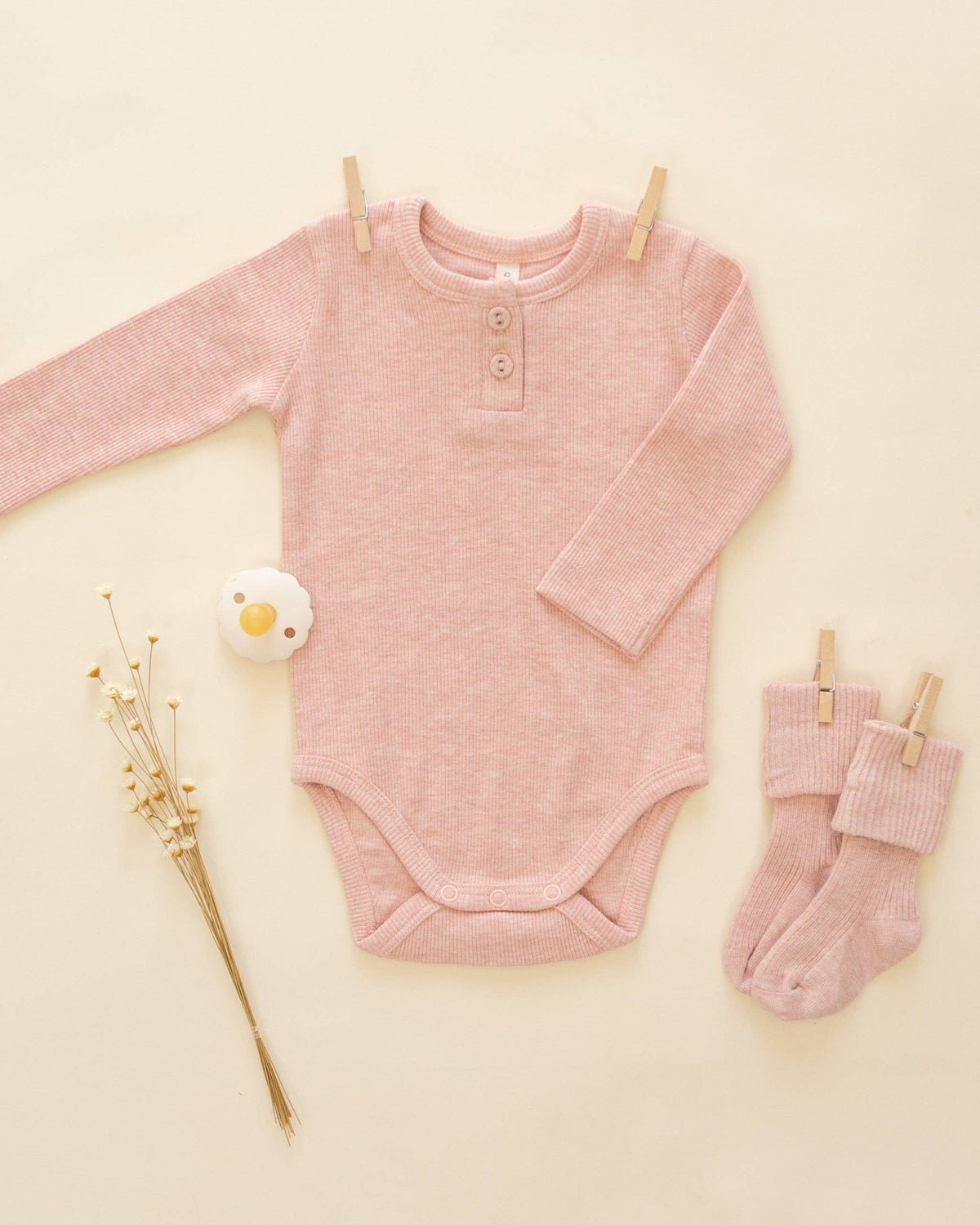 Melange Socks - Oatmeal, Rose