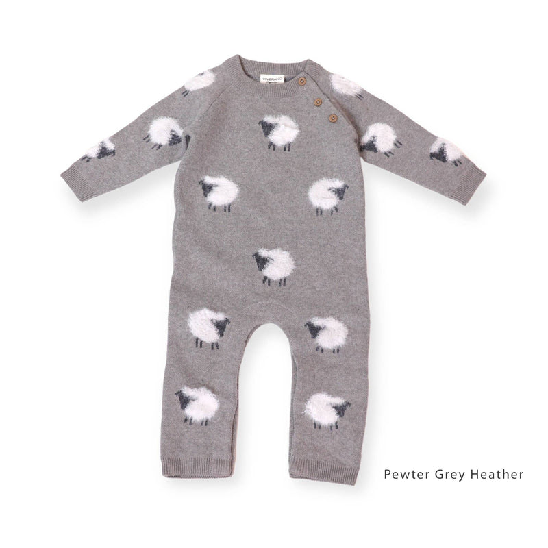 Furry Sheep Knit Jumpsuit, Pewter Gray Heather