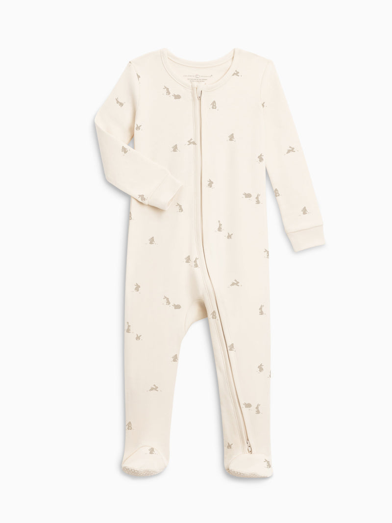Peyton Zipper Sleeper - Bunny / Oat + Clay