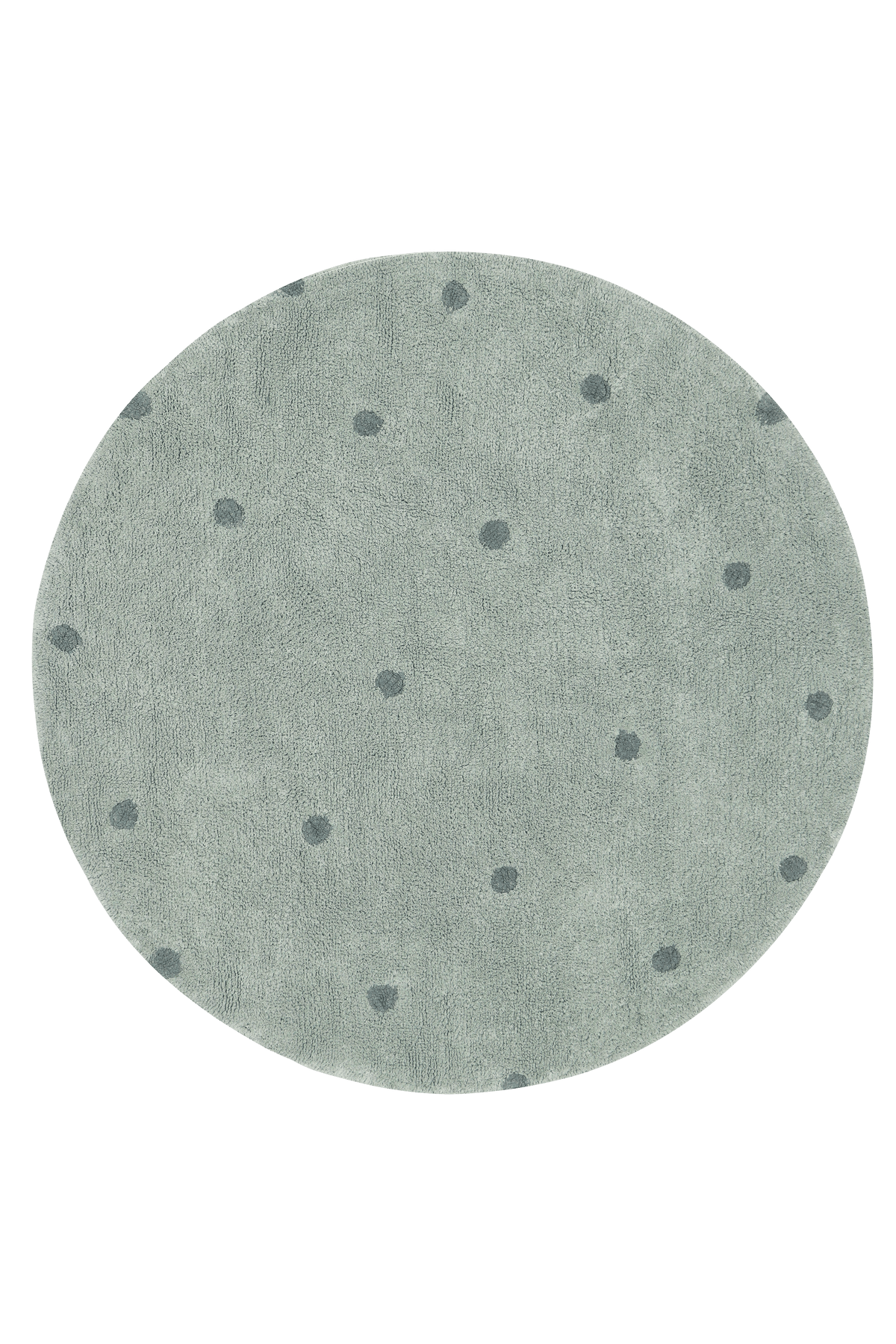 Washable Rug, Round Dot in Blue Sage