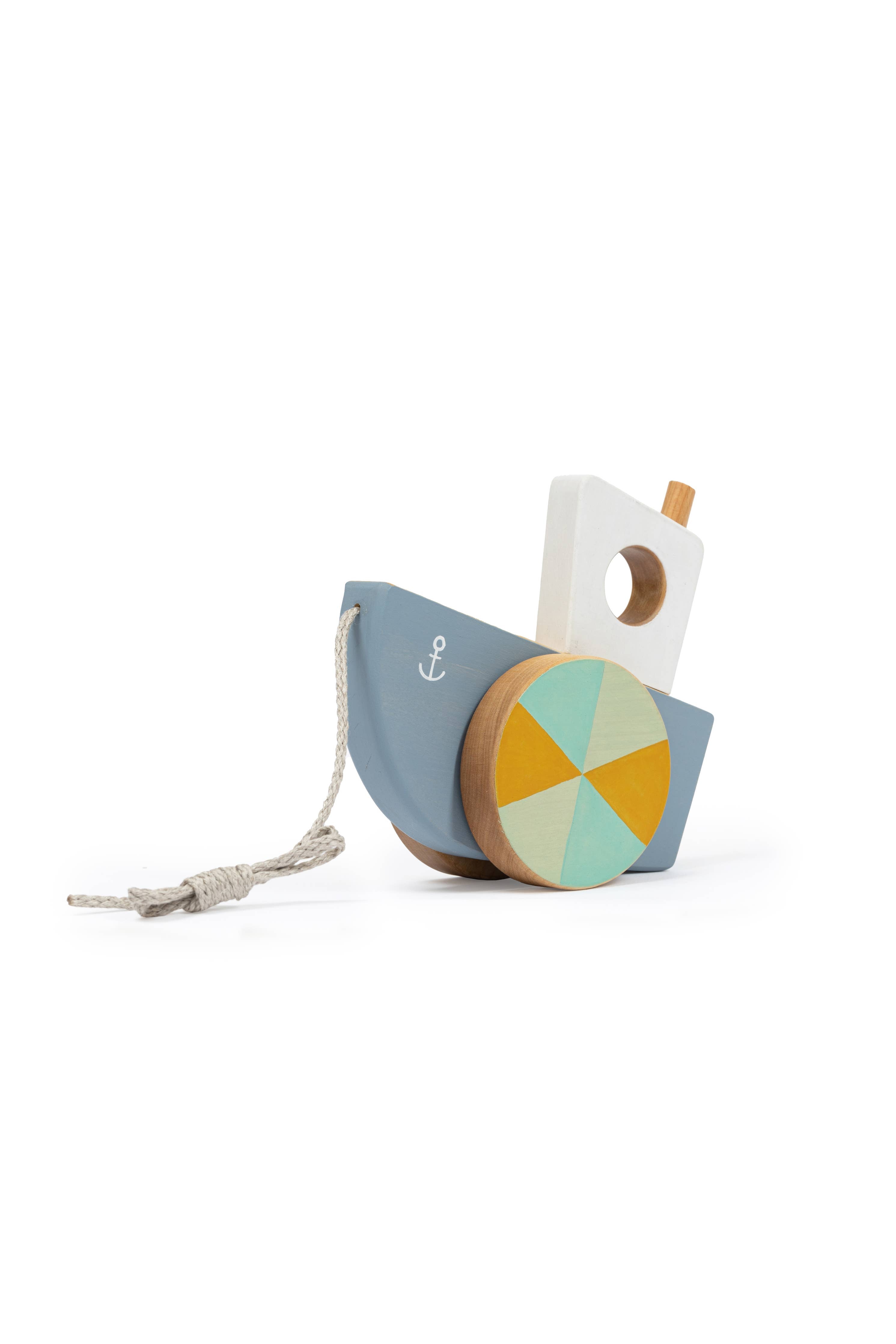 Handcrafted Birch Wood Boat Pull Toy