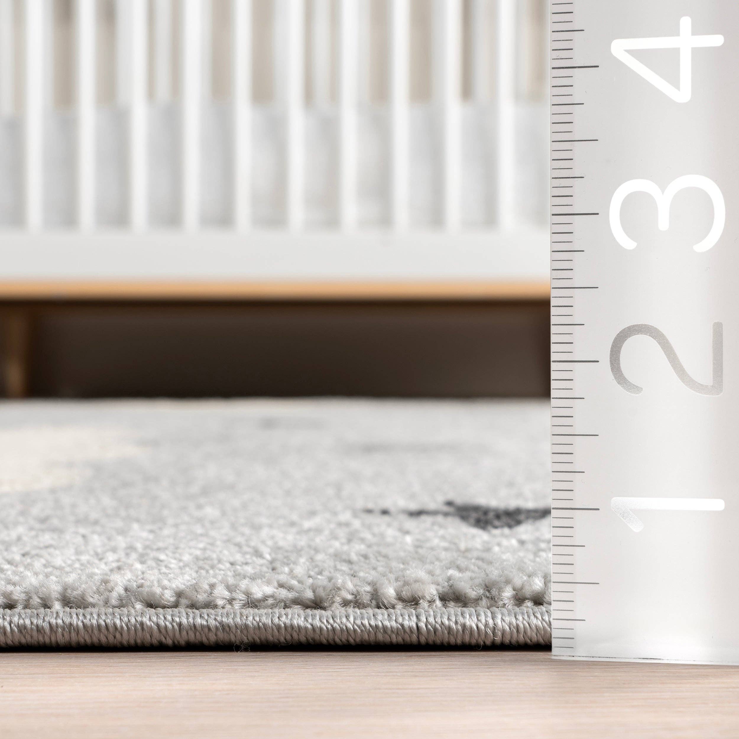 Ryder Sleeping Bear Kids Area Rug: Light Grey -  Rectangle 8' x 10'