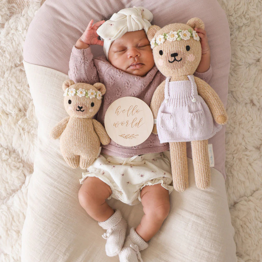 Baby Honey Bear, Ivory Floral
