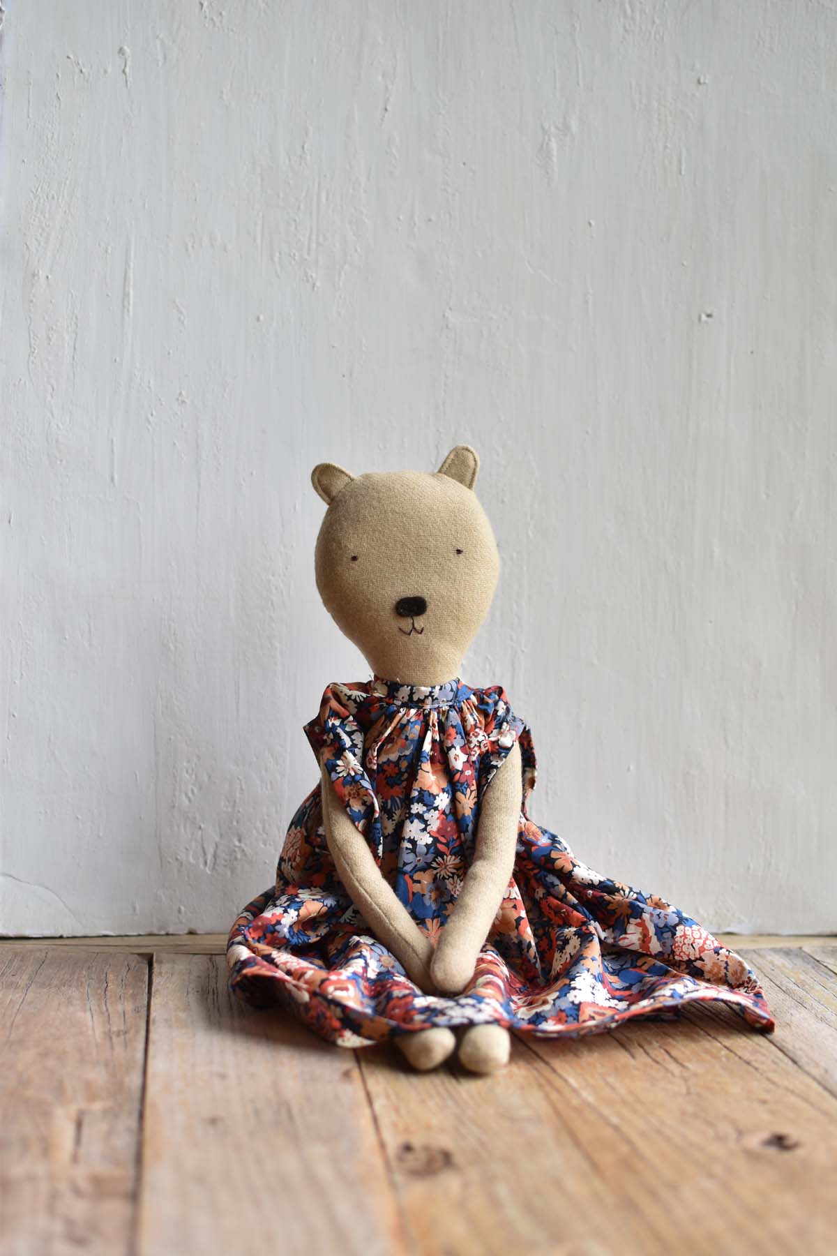 Woolgrass Farm Agatha the Bear in Liberty Floral Dress