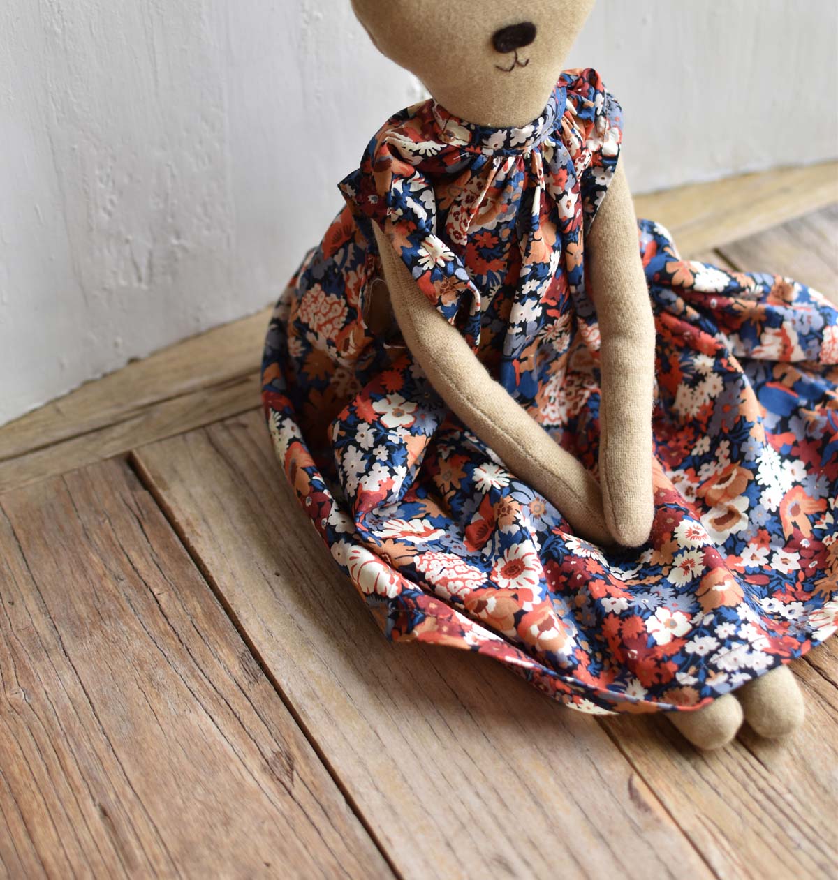 Woolgrass Farm Agatha the Bear in Liberty Floral Dress