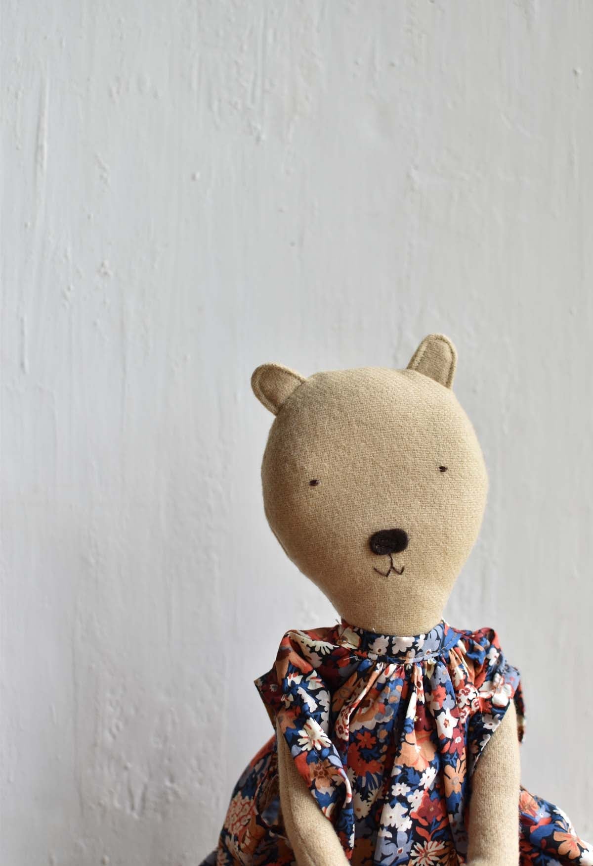 Woolgrass Farm Agatha the Bear in Liberty Floral Dress