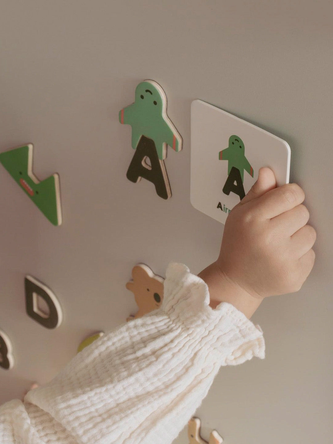 Oioiooi magnetic alphabet letters laid out