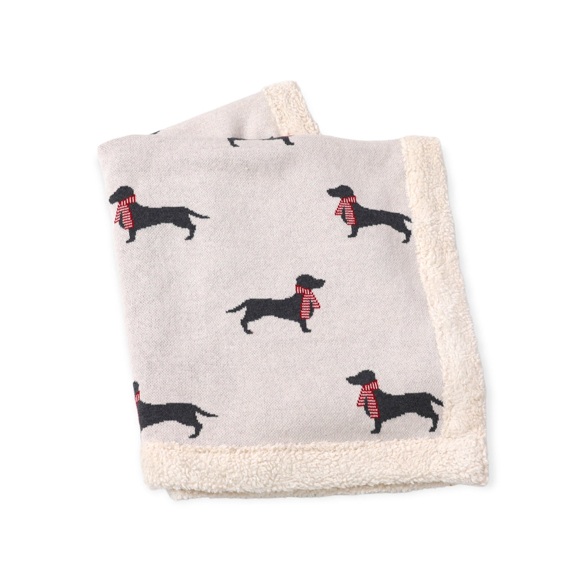 London Scarf Dog Knit Blanket, folded
