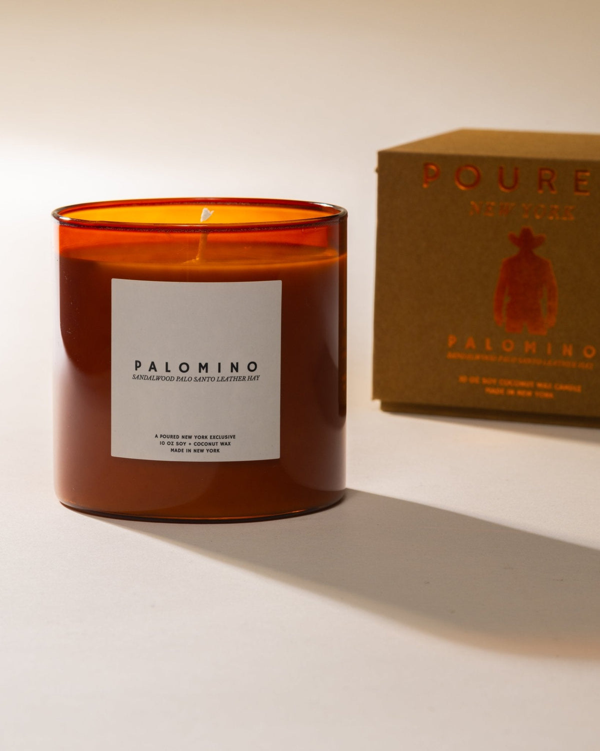 Palomino candle with its printed box