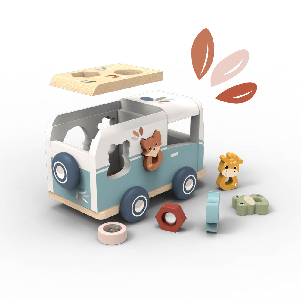 Van shape sorter, roof cutouts