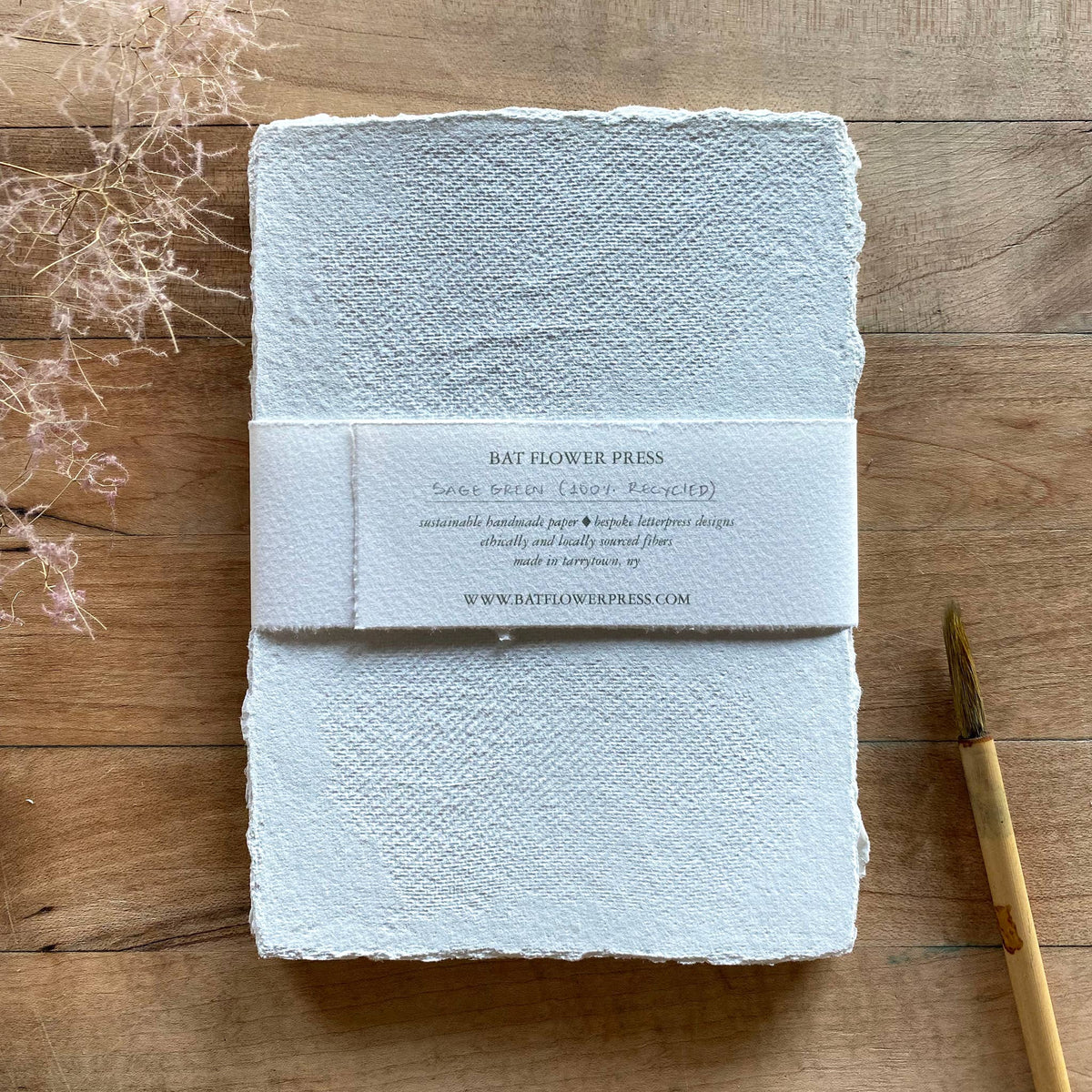 Bat Flower Press sage handmade paper set