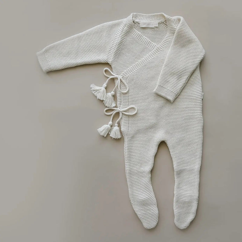 Knit Footed Jumpsuit in Natural