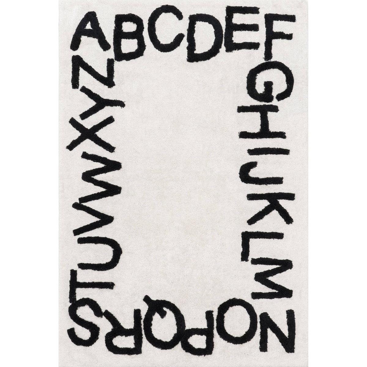 Kids Washable Round Alphabet Rug (Blue) - Round 6'