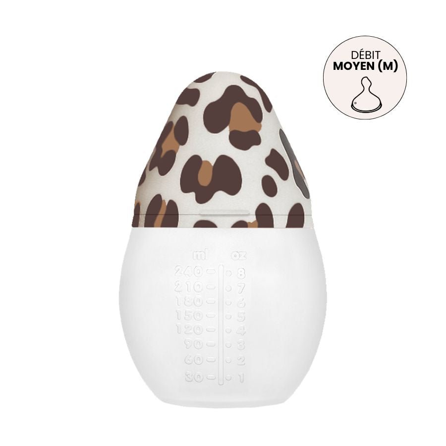 Élhée BibRond baby bottle in Graouu leopard, 8 oz