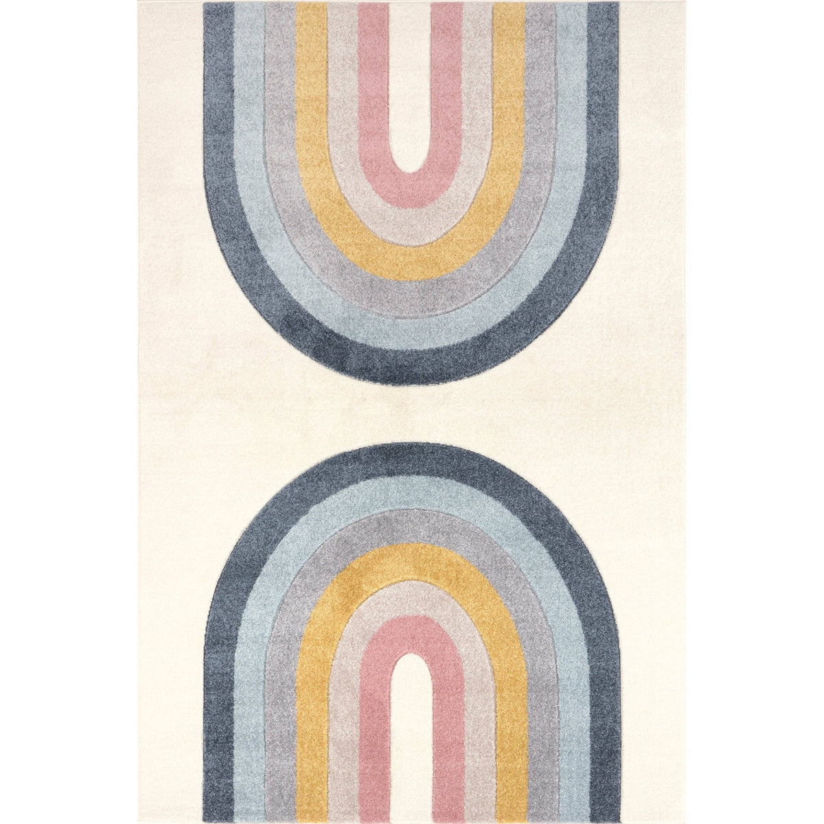Jerri Double Half Rainbow Kids Area Rug - Rectangle  7' 10" x 10'