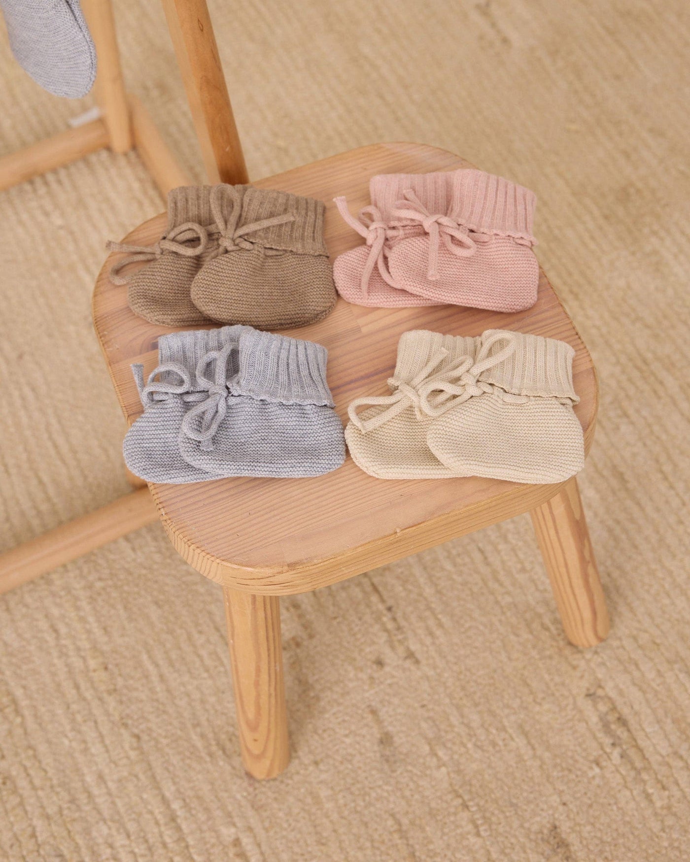 Knit Booties - Heathered Rose