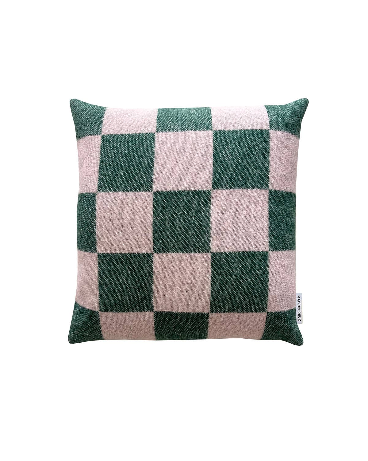 Checkerboard Cushion - Green / Pink
