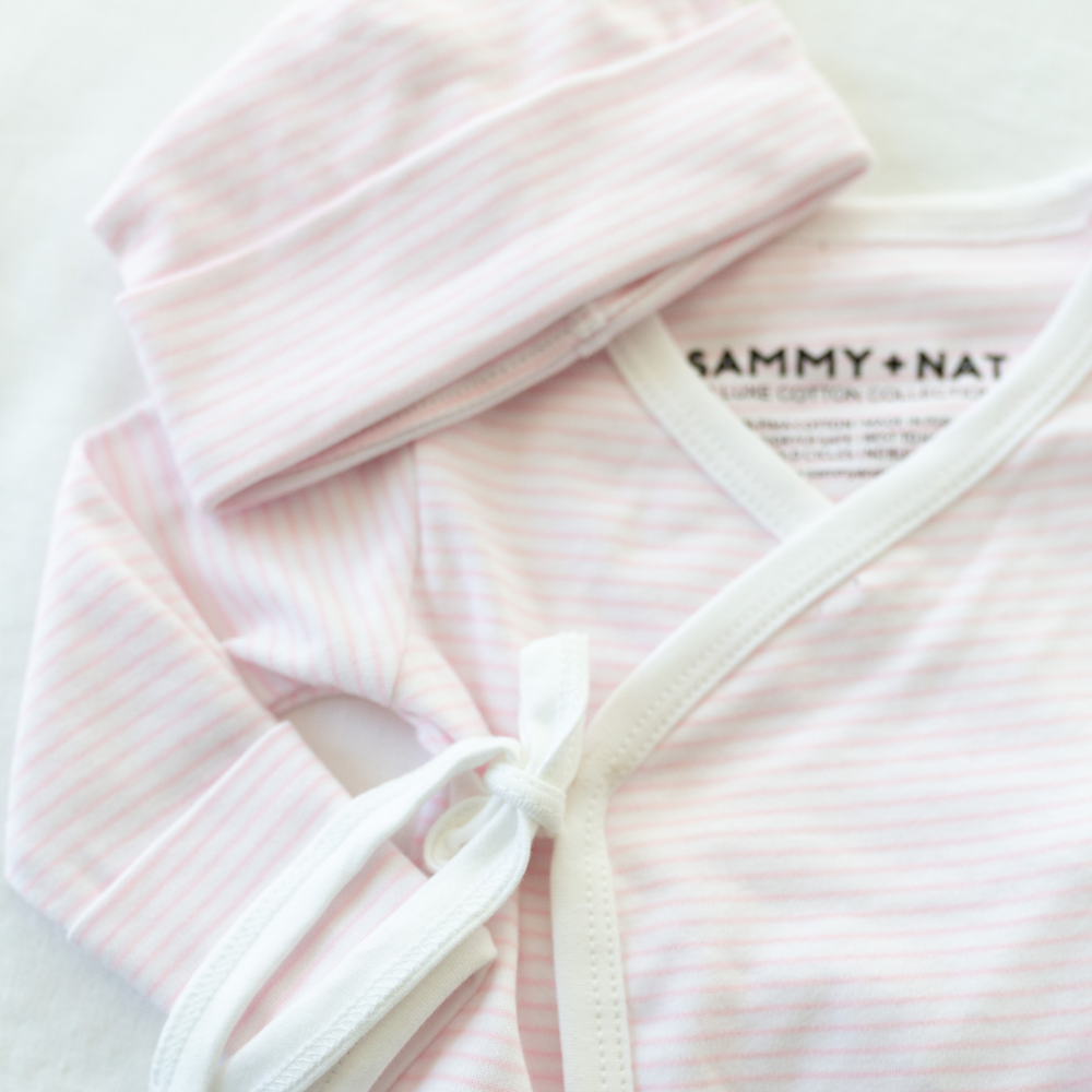 Classic Stripe Take Me Home Set in Pink: Pink / Pima cotton / NB