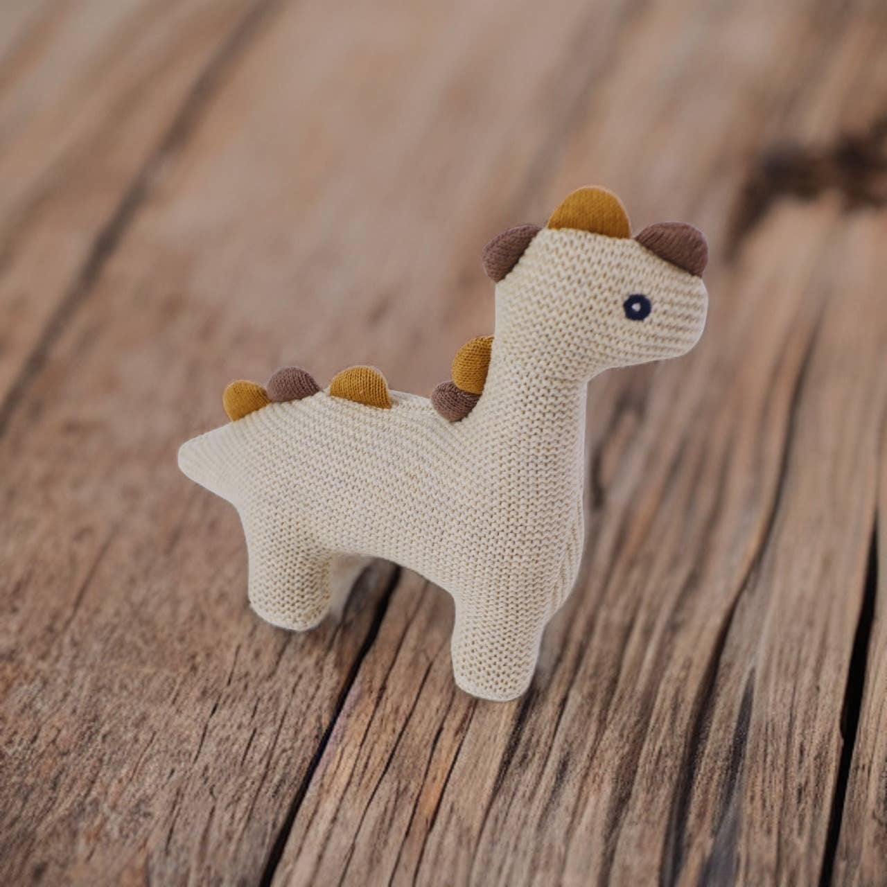 Dino Knit Stuffed Animal Soft Baby Toy (Organic Cotton): Natural Heather