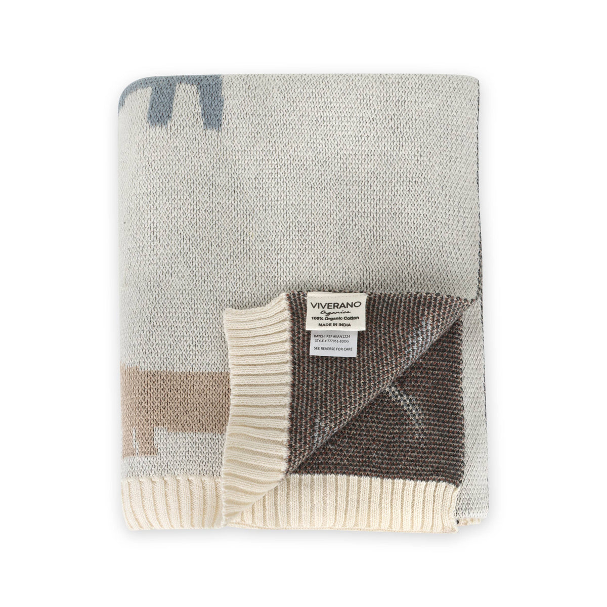 Buddy Dog Knit Blanket, Natural