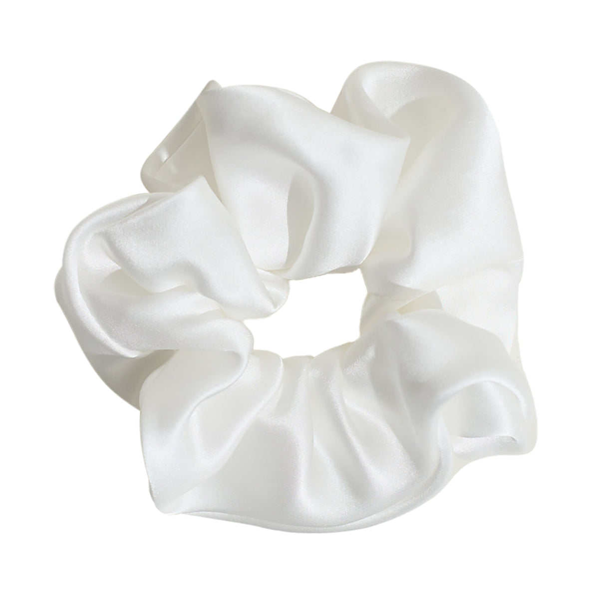 Lost Pattern Silken Hair Silk Scrunchie in White