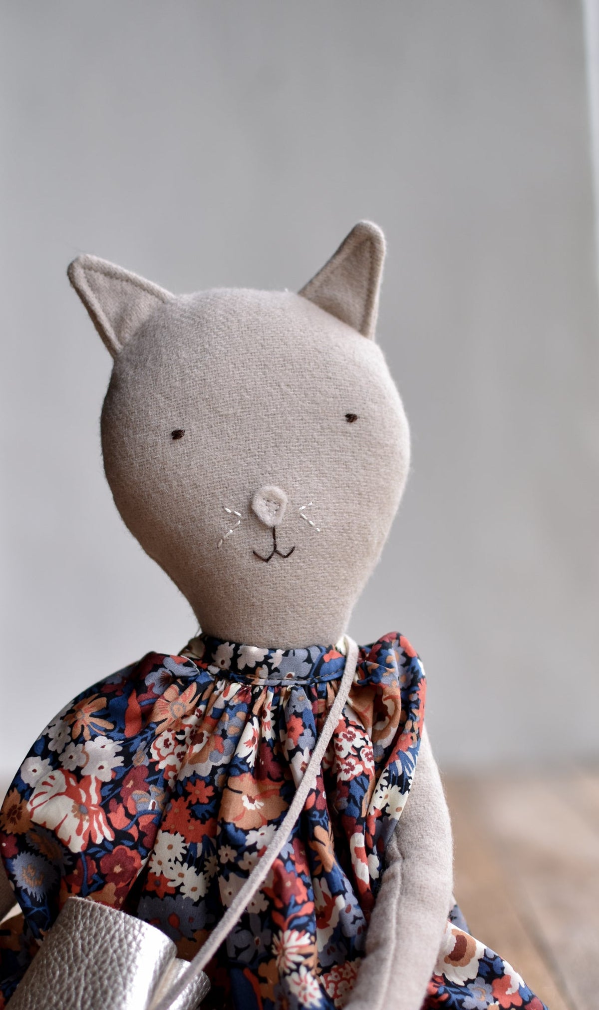 Woolgrass Farm Mae the Cat in Liberty Floral Dress