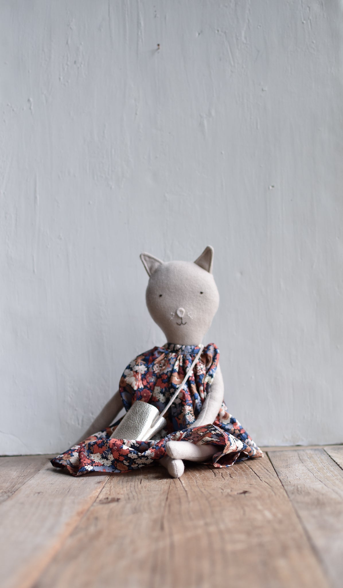 Woolgrass Farm Mae the Cat in Liberty Floral Dress