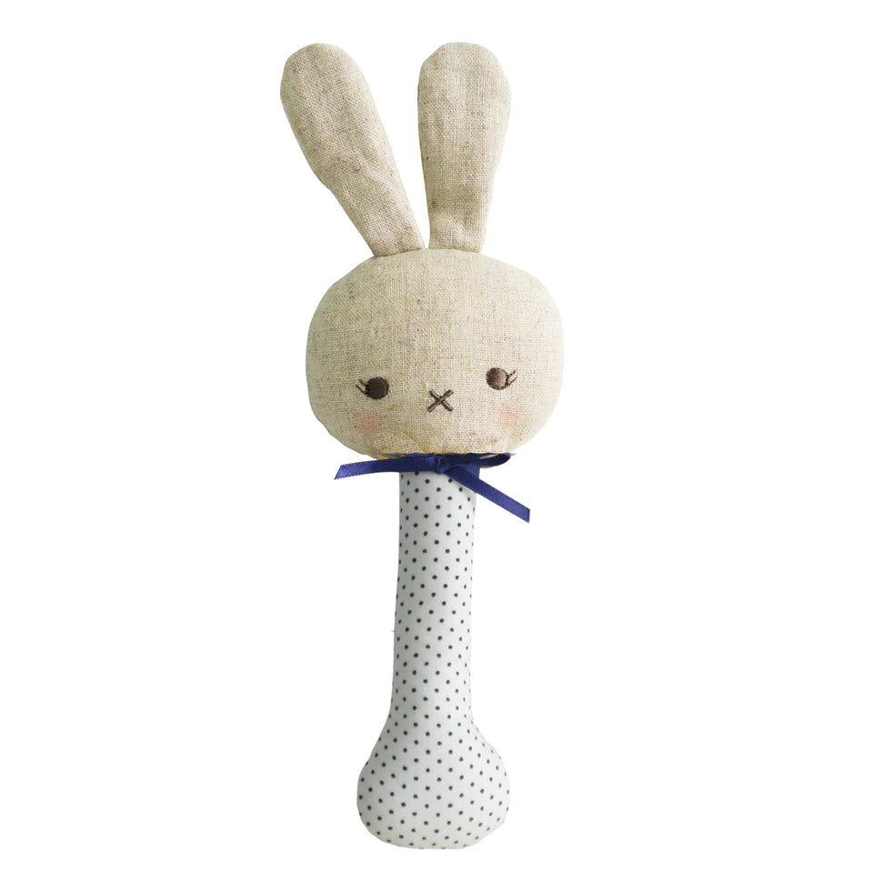 Baby Bunny Stick Rattle - Navy