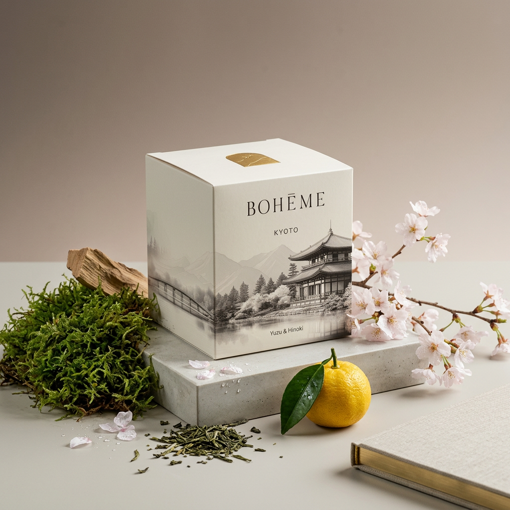 The Announcement, Boheme Fragrances Kyoto Candle, Yuzu and Hinoki