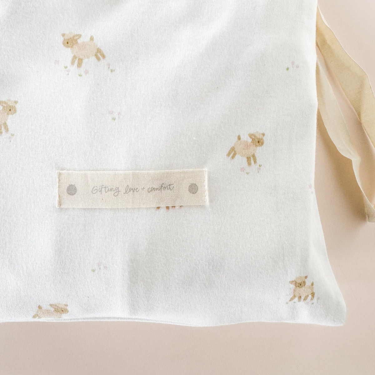 Lamb and Bow layette, gift bag
