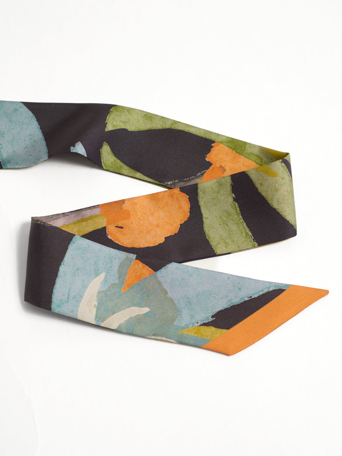 Lost Pattern Ethereal Mirage Silk Twill Skinny Scarf in Dark Brown