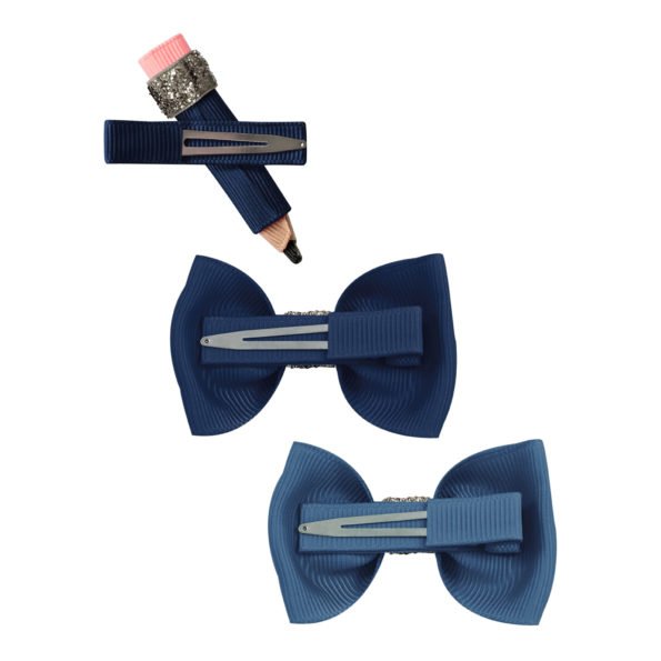 Milledeux® School Gift Set Silver Glitter – Alligator Clip – Set Blue