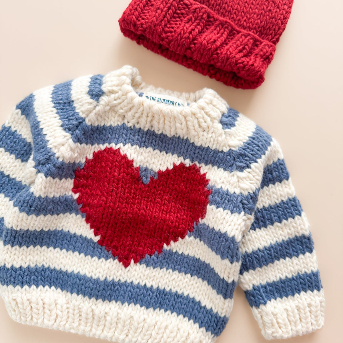 Stripe big heart sweater, detail