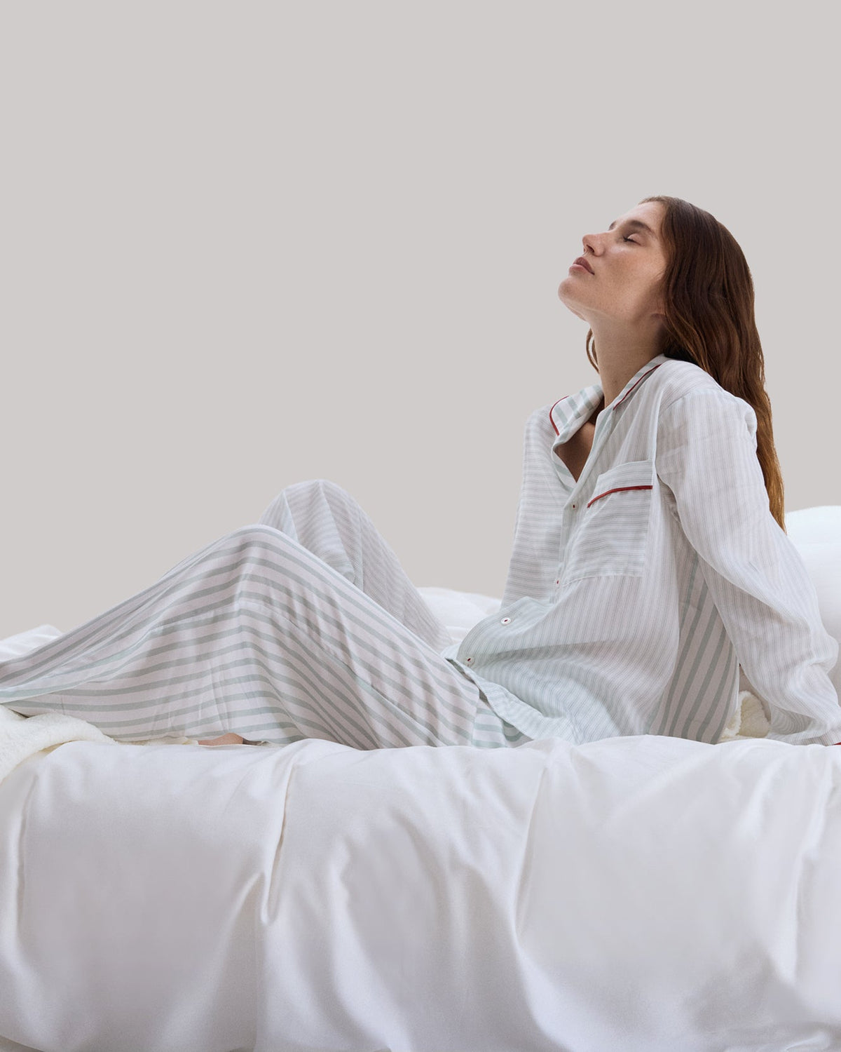 Sunday Citizen Mare Silky Lyocell Long Pajama Set in Misty Blue