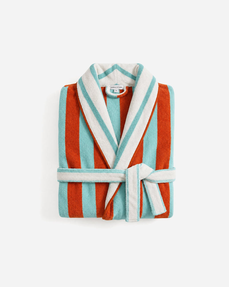 Spritz Striped Terry Robe - Off White and Aperol