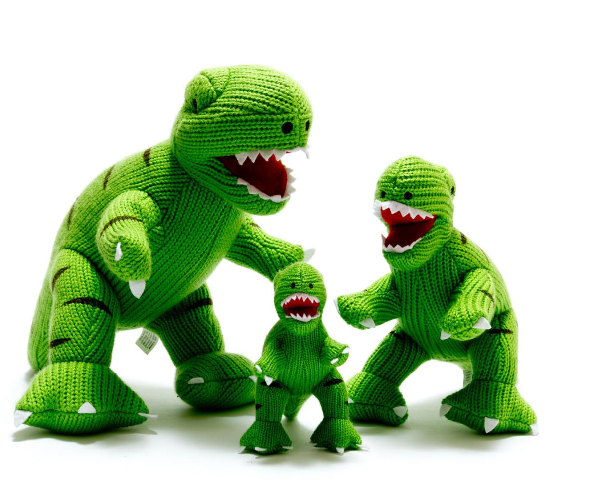 Best Years knitted green T. rex family