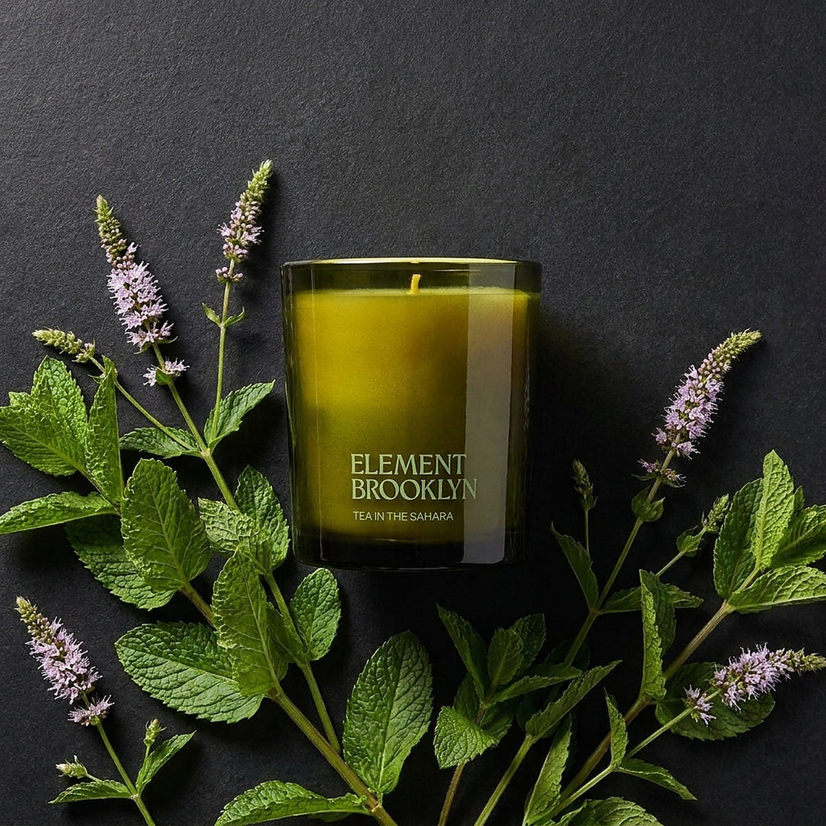 Tea in the Sahara Candle with fresh mint, for the top note