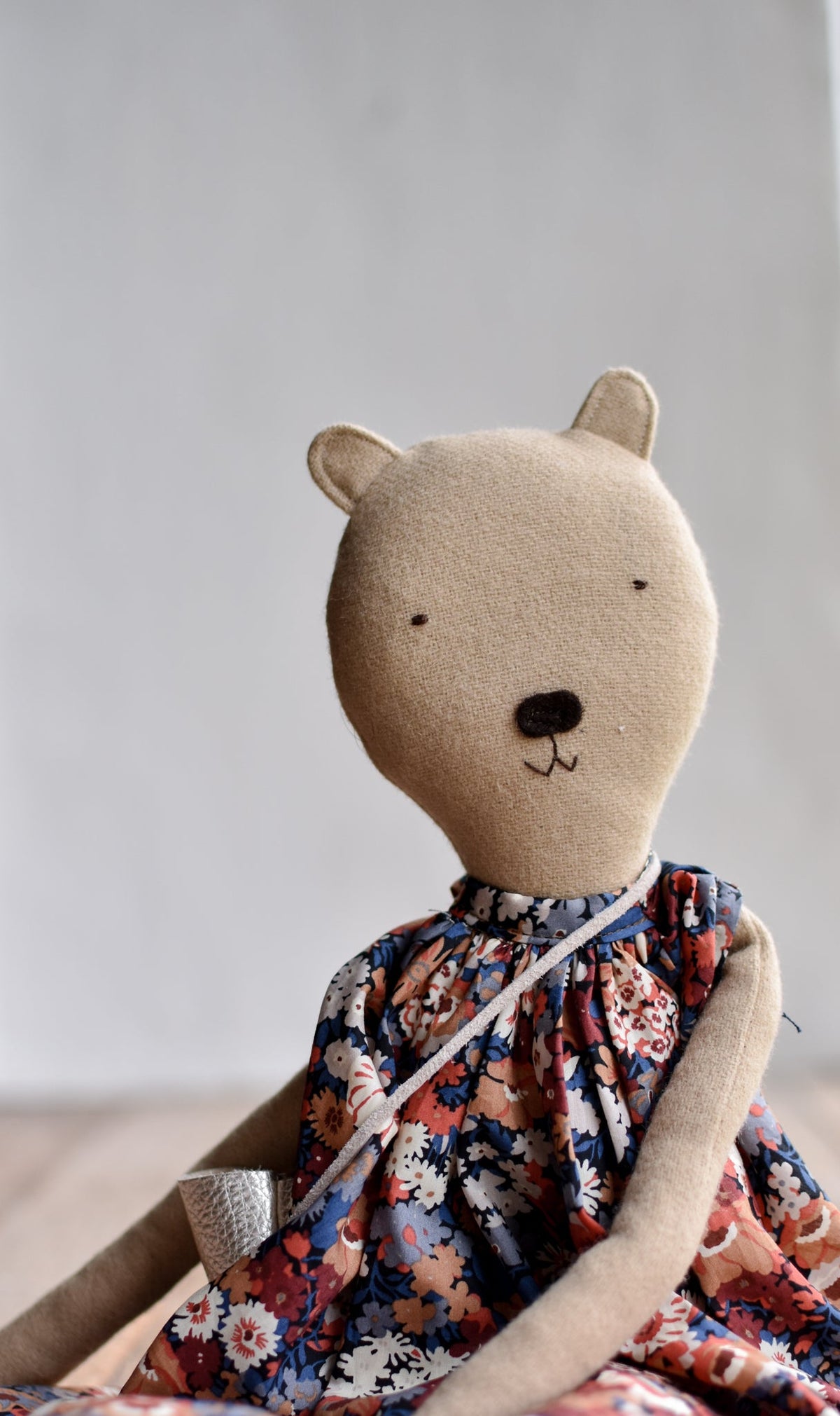 Woolgrass Farm Agatha the Bear in Liberty Floral Dress