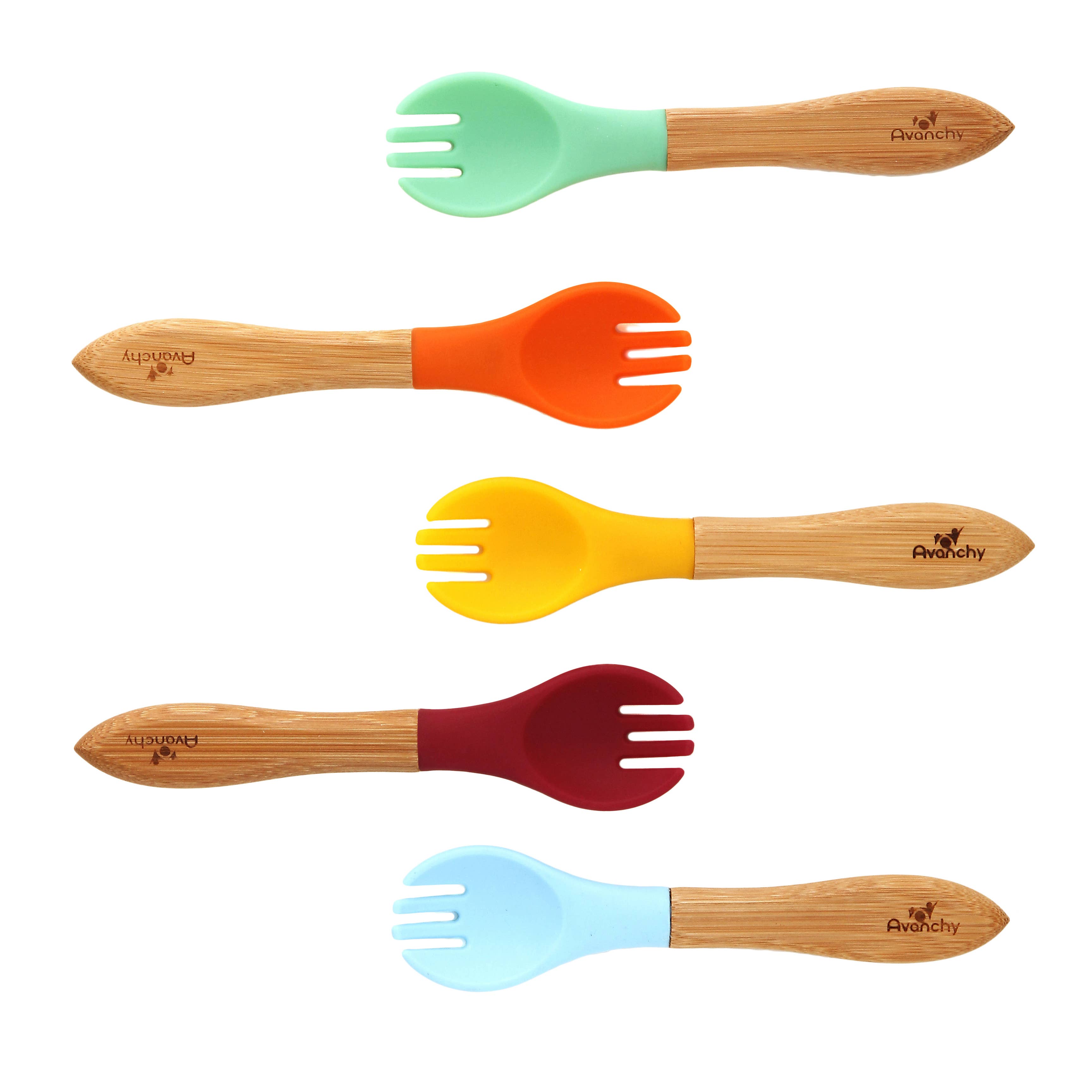 Avanchy Bamboo and Silicone Toddler Training Forks
