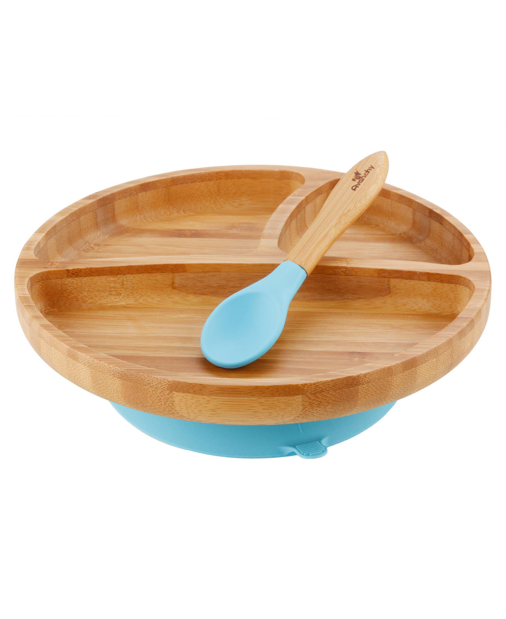 Avanchy Toddler Bamboo Stay Put Suction Plate + Spoon