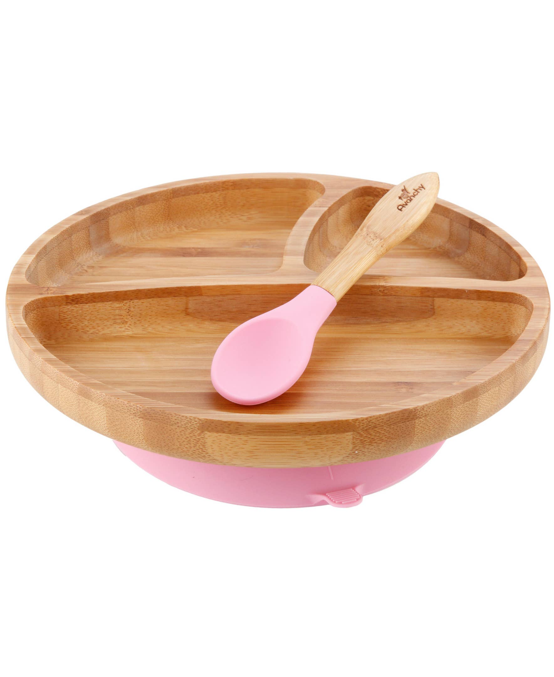 Avanchy Toddler Bamboo Stay Put Suction Plate + Spoon
