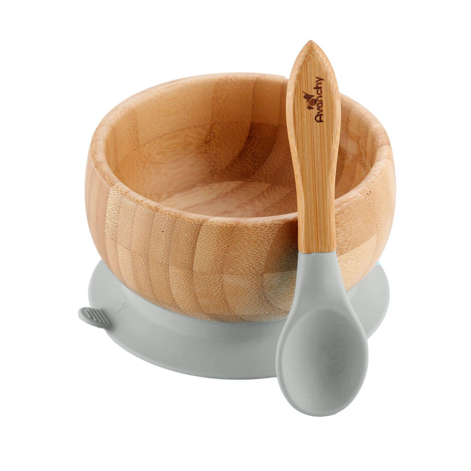 Avanchy Baby Bamboo Stay Put Suction Bowl + Spoon